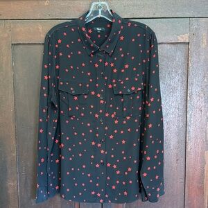 Rails Rhett Silk Button Down Shirt in Red Nova Star Print Size Large
